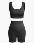 Seamless Sculpting Crop Top and High-Waist Shorts Set