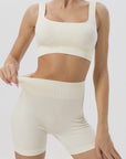 Seamless Sculpting Crop Top and High-Waist Shorts Set