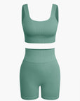 Seamless Sculpting Crop Top and High-Waist Shorts Set