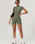 Short Sleeve Zip Sculpt Romper