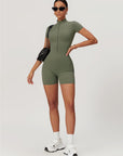 Short Sleeve Zip Sculpt Romper