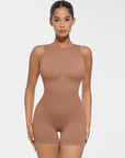 Seamless Sculpting Short Bodysuit with Open Back