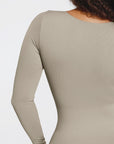 Deep-V Long-Sleeve Seamless Sculpting Jumpsuit