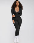 Deep-V Long-Sleeve Seamless Sculpting Jumpsuit