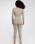 Deep-V Long-Sleeve Seamless Sculpting Jumpsuit