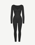 Deep-V Long-Sleeve Seamless Sculpting Jumpsuit