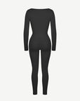 Deep-V Long-Sleeve Seamless Sculpting Jumpsuit