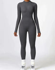 Ribbed Zip-Up Sculpting Jumpsuit