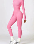 Ribbed Zip-Up Sculpting Jumpsuit