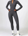 Ribbed Zip-Up Sculpting Jumpsuit