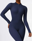 Ribbed Zip-Up Sculpting Jumpsuit