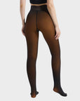 Women’s Semi-Transparent Fleece-Lined Tights – High-Waisted Sheer Warm Pantyhose