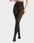 Women’s Semi-Transparent Fleece-Lined Tights – High-Waisted Sheer Warm Pantyhose