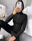 Seamless Zip-Up Sculpting Long-Sleeve Top