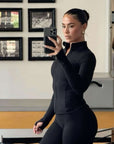 Seamless Zip-Up Sculpting Long-Sleeve Top