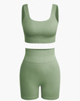 Seamless Sculpting Crop Top and High-Waist Shorts Set