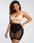 Sheer-Panel Curve-Lifting High-Waist Shapewear Shorts