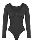 Luna - Long Sleeve Thong Bodysuit – Seamless Shapewear with Bust Support
