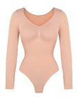 Luna - Long Sleeve Thong Bodysuit – Seamless Shapewear with Bust Support