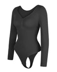 Luna - Long Sleeve Thong Bodysuit – Seamless Shapewear with Bust Support