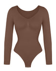 Luna - Long Sleeve Thong Bodysuit – Seamless Shapewear with Bust Support