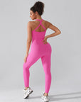 Seamless Sculpting Full-Length Jumpsuit with Cross-Back Straps
