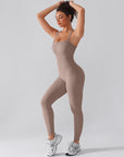 Seamless Sculpting Full-Length Jumpsuit with Cross-Back Straps
