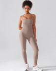 Seamless Sculpting Full-Length Jumpsuit with Cross-Back Straps
