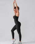 Seamless Sculpting Full-Length Jumpsuit with Cross-Back Straps