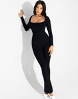 Square-Neck Seamless Sculpting Full-Length Jumpsuit