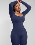 Square-Neck Seamless Sculpting Full-Length Jumpsuit