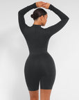 Second-Skin Long-Sleeve Sculpting Short Jumpsuit