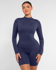 Second-Skin Long-Sleeve Sculpting Short Jumpsuit