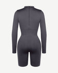 Second-Skin Long-Sleeve Sculpting Short Jumpsuit