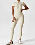 Long-Sleeve Zip-Front Seamless Sculpting Jumpsuit