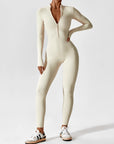Long-Sleeve Zip-Front Seamless Sculpting Jumpsuit