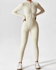 Long-Sleeve Zip-Front Seamless Sculpting Jumpsuit