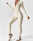 Long-Sleeve Zip-Front Seamless Sculpting Jumpsuit