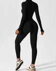 Long-Sleeve Zip-Front Seamless Sculpting Jumpsuit