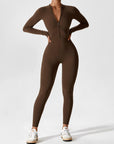 Contour Zip Long-Sleeve Performance Jumpsuit