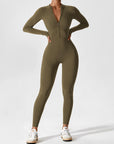 Long-Sleeve Zip-Front Seamless Sculpting Jumpsuit