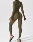 Long-Sleeve Zip-Front Seamless Sculpting Jumpsuit