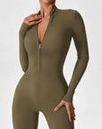 Long-Sleeve Zip-Front Seamless Sculpting Jumpsuit