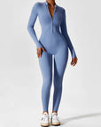 Contour Zip Long-Sleeve Performance Jumpsuit