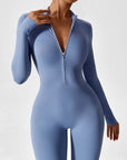 Long-Sleeve Zip-Front Seamless Sculpting Jumpsuit