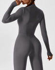 Long-Sleeve Zip-Front Seamless Sculpting Jumpsuit
