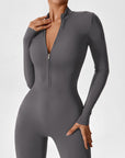 Contour Zip Long-Sleeve Performance Jumpsuit