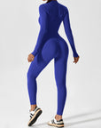 Long-Sleeve Zip-Front Seamless Sculpting Jumpsuit