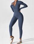 Long-Sleeve Zip-Front Seamless Sculpting Jumpsuit