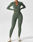 Long-Sleeve Zip-Front Seamless Sculpting Jumpsuit
